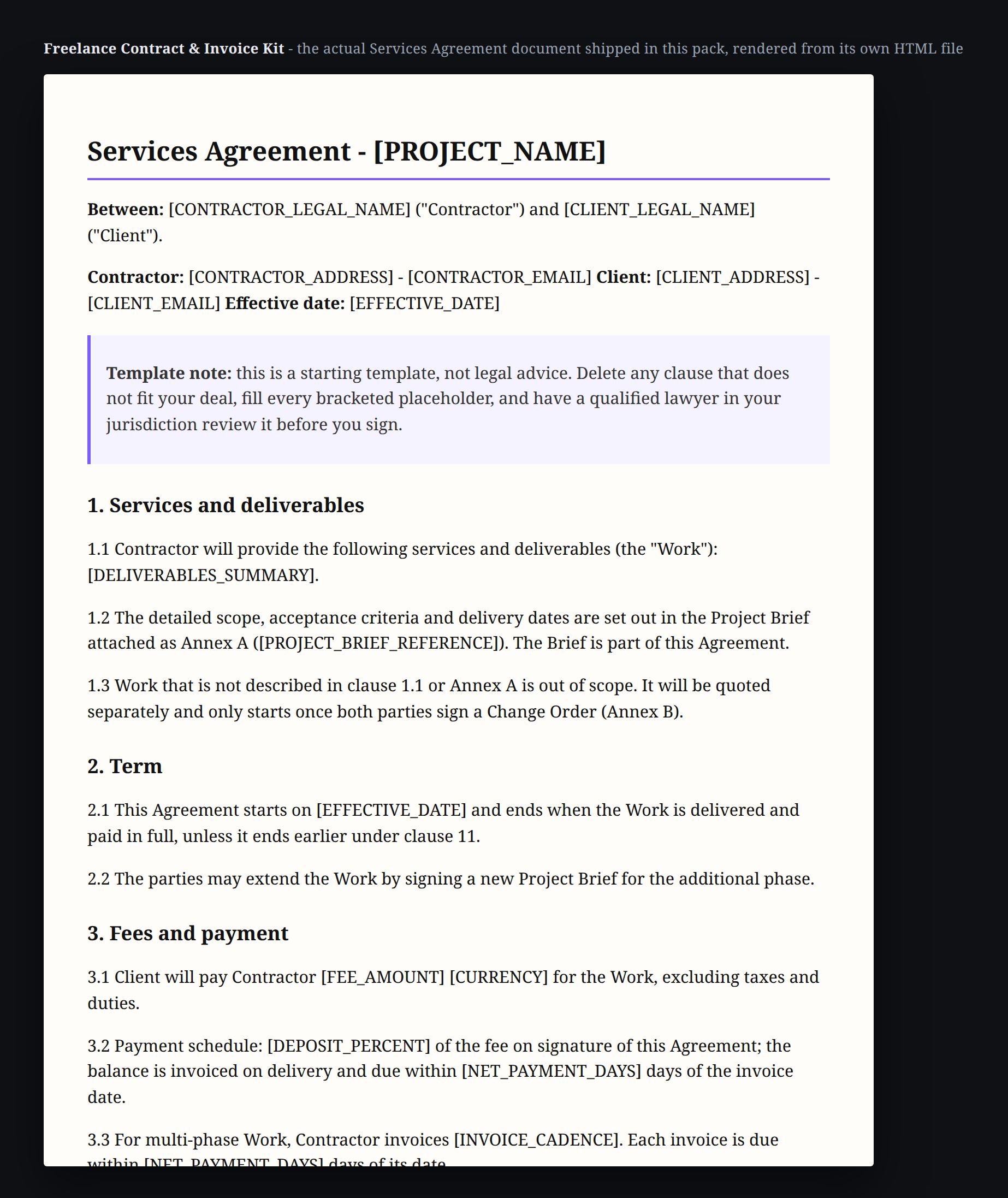 Freelance Contract & Invoice Kit preview 2